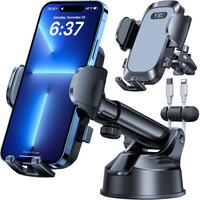 Yru [2024 Upgrade 80Lbs Strong Suction] Car Phone Holder Mount,[Bumpy Road Stable] Dashboard Cell Phone Holder For Car Air Vent Windshield Phone Stand For Iphone 15 14 13 Pro Max Samsung Truck, Grey
