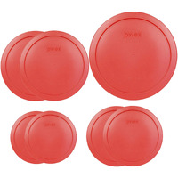 Pyrex Bundle - 7 Items: (1) 6/7-Cup Red Lid, (2) 4-Cup Red Lids, (2) 2-Cup Red Lids, (2) 1-Cup Red Lids Made In The Usa