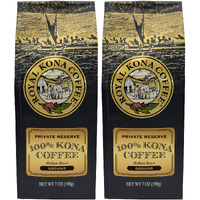 Royal Kona 2-Pack 100% Hawaiian Kona Coffee, Private Reserve Medium Roast, Ground - 7 Ounce Bags (Pack Of Two)