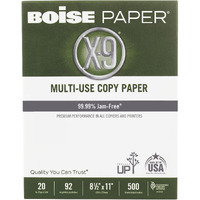 Boise X-9 Multipurpose Paper, 92 Bright, 8 1/2"" X 11"" Letter Size, 20 Lb, 500 Sheets Ream