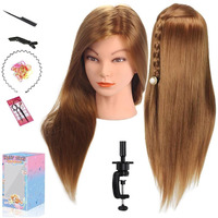 Mannequin Head With Hair, Beauty Star Doll Head For Hair Styling, 20 Inch Long Gold Syntheic Hair Cosmetology Manikin Training Head Model, Hairdressing Practice Head With Clamp Stand And Braiding Kit