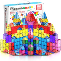 Picassotiles 100 Piece Magnetic Playboards Tiles Set Magnet Toys For Toddlers Stem Building Blocks Sensory Creative Kids Manipulative Preschool Learning Construction Toy Ages 3+ Boys Girls - Pt100
