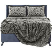 Lux Decor Queen Sheet Set, 6-Pc Cooling Bed Set, Breathable Hotel Style Sheets, Microfiber Sheets Deep Pockets, Easy-Fit, Soft & Wrinkle Free Oeko-Tex Paisley Bed Sheets (Queen, Grey)