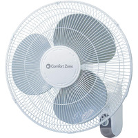 Comfort Zone Oscillating Wall Mount Fan With Adjustable Tilt, 16 Inch, 3 Speed, Metal Grille, 90 Degree Oscillation, Airflow 14.07 Ft/Sec, Ideal For Home, Bedroom, Gym & Office, Cz16W
