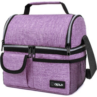 Opux Lunch Bag Women Insulated, Adult Lunch Box Cooler, Lunch Box For Men, Dual Compartment Lunchbox For Work, Leakproof Double Decker Lunch Bag, Soft Lunch Pail Tote Girls Boys Kids School, Purple