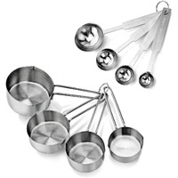 New Star Foodservice 42917 Stainless Steel 8-Piece Measuring Cups And Spoons Combo Set