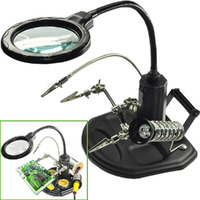 Led Light Helping Hands Magnifier Station - Feita 2.5X/4X Lighted Heavy Base Magnifying Glass Stand With Auxiliary Clamp Alligator Clips - For Soldering, Assembly, Repair, Workshop, Hobby And Crafts