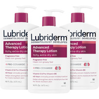 Lubriderm Advanced Therapy Fragrance-Free Moisturizing Lotion With Vitamins E And Pro-Vitamin B5, Intense Hydration For Extra Dry Skin, Non-Greasy Formula, Pack Of Three, 3 X 16 Fl. Oz