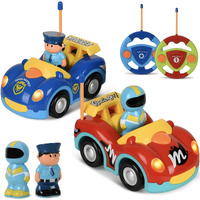 Remote Control Cartoon Police And Racing Cars: Rc Toys For Toddlers Kids Boys And Girls - Set Of 2 Vehicles For Simultaneous Play