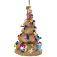 Kurt Adler Noble Gems Sand Christmas Tree Glass Ornament