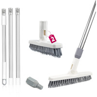 Ittaho 2 Pack Grout Brush With Long Handle, 56.5'' Swivel Grout Cleaning Brush, V-Shape Grout Scrub Brush, Extendable Handle Grout Cleaner Brush For Tile Floors,Bathroom,Baseboard,Shower,Corner
