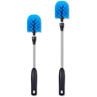 Mosolan Stainless Steel Bottle Brush, 2 Pack Long Handle Water Bottle Scrubbing Brush With Removable Head, Built For Cleaning Sports Bottles, Baby Bottles, Cups, Mugs, Glasswares, Flask, 13 In - 15 In