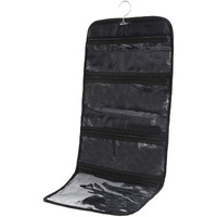Wodison Foldable Clear Hanging Travel Toiletry Bag Cosmetic Organizer Storage (Black)