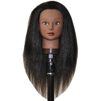 Afro Coarse 100% Real Hair Mannequin Head Hairdresser Training Head Manikin Cosmetology Head (Yaki-K)