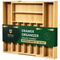 Luxury Bamboo Kitchen Drawer Organizer - Silverware Organizer - Utensil Holder And Cutlery Tray With Grooved Drawer Dividers For Flatware And Kitchen Utensils (9 Slot, Natural)