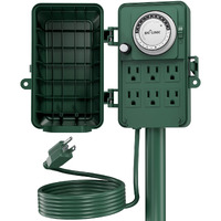 Bn-Link 24 Hour Mechanical Outdoor Multi Socket Timer, 6 Outlet Garden Power Stake With 6Ft Cords, Outdoor Timers For Christmas Lights, Etl Listed, 125V, 15A/1875W