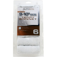 Autospa 45401As Cotton Terry 9""-10"" Polish Bonnet, 6 Pack