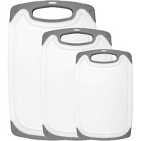 Cutting Boards For Kitchen - Bpa-Free Chopping Board - Different Sizes & Non Slip Handles - Reversible, Large Cutting Board Set - Unique Gifts For Cooks Who Have Everything - 3-Pack Gray