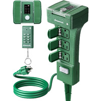 Dewenwils Outdoor Power Stake Timer Waterproof, 100Ft Range Remote Control Outlet Timer, 6 Grounded Outlets 6Ft Cord, Photocell Dusk To Dawn, For Lights, Christmas Decor, Garden, 1875W/15A Ul Listed