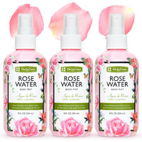 De La Cruz Rose Water Body Mist - Rosewater Spray For Face, Skin And Hair 8 Fl Oz (3 Bottles)