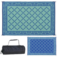 Stylish Camping 116093 6-Feet By 9-Feet Reversible Mat, Plastic Straw Rug, Large Floor Mat For Outdoors, Rv, Patio, Backyard, Picnic, Beach, Camping (Blue/Light-Green)