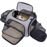 Siivton 4 Way Expandable Pet Carrier, Airline Approved Collapsible Cat Soft-Sided Carriers W/Removable Fleece Pad For Cats, Puppy, Small Dogs (18""X 11""X 11"")