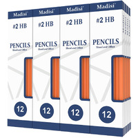 Madisi Wood-Cased #2 Hb Pencils, Yellow, Pre-Sharpened, 16 Packs Of 12-Count, 192 Pencils In Box