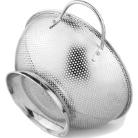 Dld Stainless Steel Micro-Perforated 5-Quart Colander - Professional Strainer With Heavy Duty Handles And Self-Draining Solid Ring Base - Dishwasher Safe