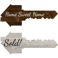 Real Estate Sold Sign | Extra Large Key Shaped | Double Sided | Real Estate Photo Props For Agents And New Home Owner | Real Estate Closing Gifts For Buyers And Real Estate Agent Gift (Home Sweet Home/Sold!)
