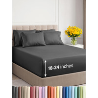 Extra Deep Queen Sheet Set - 6 Piece Breathable And Cooling Sheets - Hotel Luxury Bed Sheets Set - Easy & Secure Fit - Soft, Wrinkle Free And Comfy Sheets Set - Grey Sheet Set With Extra Deep Pockets