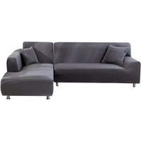 Topchances L Shape Sofa Cover,2 Pieces L- Shaped Stretch Sectional Couch Covers With 2Pcs Pillowcases,Stretch Sofa Slipcover L-Type 3 Seats +3 Seats Sectional Sofa Cover (Grey)