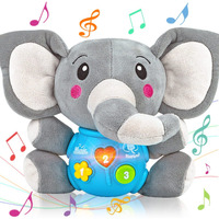 Aitbay Plush Elephant Music Baby Toys 0 3 6 9 12 Months, Cute Stuffed Aminal Light Up Baby Toys Newborn Baby Musical Toys For Infant Babies Boys & Girls Toddlers 0 To 36 Months (Gray)