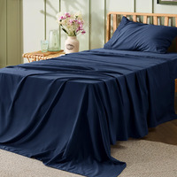 Bedsure Twin Xl Sheet Sets Dorm Bedding - Soft Extra Long Twin Bed Sheets, 3 Pieces Hotel Luxury Navy Sheets Twin Xl, Easy Care Microfiber Sheet Set
