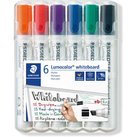Staedtler 351 B Wp6 Lumocolor Whiteboard Marker Chisel Tip - Assorted Colours (Pack Of 6)