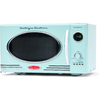Nostalgia Retro Countertop Microwave Oven - Large 800-Watt - 0.9 Cu Ft - 12 Pre-Programmed Cooking Settings - Digital Clock - Kitchen Appliances - Aqua