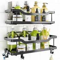 Omaira Shower Caddy, 2-Pack Adhesive Shower Organizer, No Drilling Rustproof 304 Stainless Steel Shower Shelves For Inside Shower & Bathroom Organizer, Matte Black (X-Large)