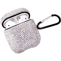 Sparkly Diamond Case For Airpods With Keychain, Shockproof Protective Premium Bling Rhinestone Cover Skin Compatible With Airpods Charging Case 2 & 1(White+Ab C5)