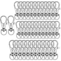 100Pcs Key Chain Clip Hooks, Swivel Clasps Lanyard Snap Hook, Keychain Hooks For Lanyard Key Rings Crafting Silver