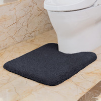 Vanzavanzu Toilet Rugs For Bathroom U Shaped, Contour Bath Rugs For Toilet Bath Mats For Bathroom Non Slip Extra Soft Absorbant Microfiber Shaggy Thick Toilet Rugs U Shaped (U 20""*24"", Black)
