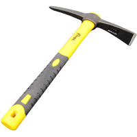 Forged Adze Pick, Weeding Mattock Hoe, Pick Axe 15-Inch, One Piece Intact Drop Forged, Plastic Coated Fiberglass Handle, 1.4Lb