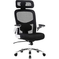 Big And Tall Office Chair 500Lbs Wide Seat Executive Desk Chair With Lumbar Support Flip Up Arms Headrest High Back Computer Chair Ergonomic Mesh Chair For Heavy People, Black