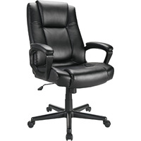 Realspace Hurston Bonded Leather High-Back Executive Office Chair, Black, Bifma Compliant