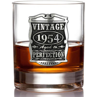 English Pewter Company Vintage Years 1954 70Th Birthday Or Anniversary Old Fashioned Whisky Rocks Glass Tumbler - Unique Gift Idea For Men [Vin001]