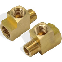 Boeray 2Pcs 1/4"" Npt Female Pipe To 1/4"" Npt Male Pipe To 1/4"" Npt Female Metals Brass Barstock Street Tee Pipe Hose Fitting