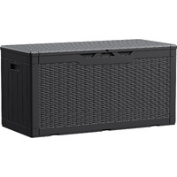 Devoko 100 Gallon Waterproof Large Resin Deck Box Indoor Outdoor Lockable Storage Container For Patio Furniture Cushions Garden Tools (100 Gallon, Black)