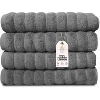 Classic Turkish Towels Ctt Luxury Hand Towels For Bathroom Set Of 4, 100% Turkish Cotton, Quick Dry & Comfy Towels For Hotel & Spa, Highly Absorbent | 20""X32"" (Grey)