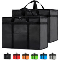 Nz Home Insulated Cooler Bag And Food Warmer (Xl Plus, 2 Pack) For Food Delivery & Grocery Shopping With Zippered Top, Black