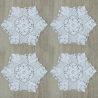 Kilofly Crochet Cotton Lace Table Placemats Doilies Vase Pads, 4Pc, White, 7 Inch