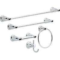 Franklin Brass Kinla (5-Pack) Bathroom Set Polished Chrome 18"" And 24"" Towel Bar Racks,Toilet Paper Holder, Hand Towel Holder, Hook | Bathroom Accessory Set Towel Holder 5-Piece Hardware Set Kin5Pc-Pc