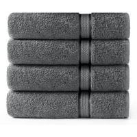 Cotton Craft - 4 Pack -Ultra Soft Oversized Extra Large Bath Towels 30X54 Charcoal- 100% Pure Ringspun Cotton - Luxurious Rayon Trim - Ideal For Daily Use - Each Towel Weighs 22 Ounces